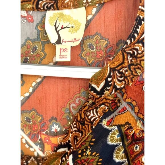 Anthropologie Fig and Flower Long Sleeve Dressy Boho Blouse Sz Small Petite EUC - Picture 4 of 9